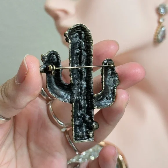 Colorful Cactus Brooch with Gem Accents - Picture 4 of 9
